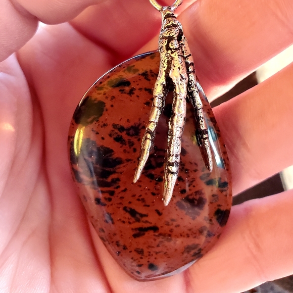 New Mahogany Obsidian 925 Silver Claw Foot Pendant. - Picture 6 of 16